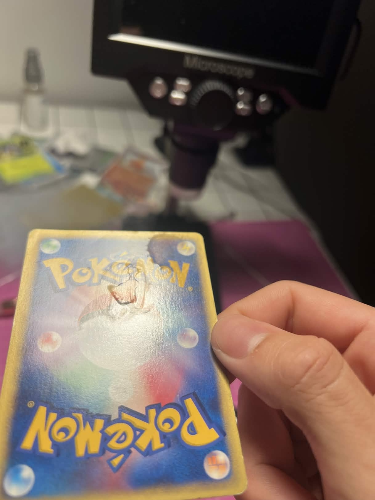 Before restoration: Visible creases, lifted edges, surface debris